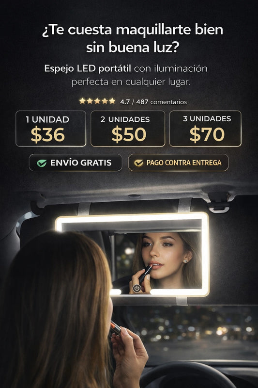 Espejo con luz led para carro